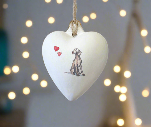 Weimaraner Ceramic Heart Bauble